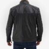 Mens Classic Black Leather Biker Jacket With Zipper Closure