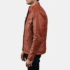 Ionic Tan Brown Leather Biker Jacket For Men