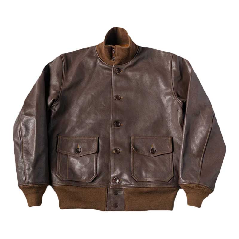 a 1 brown leather bomber jacket