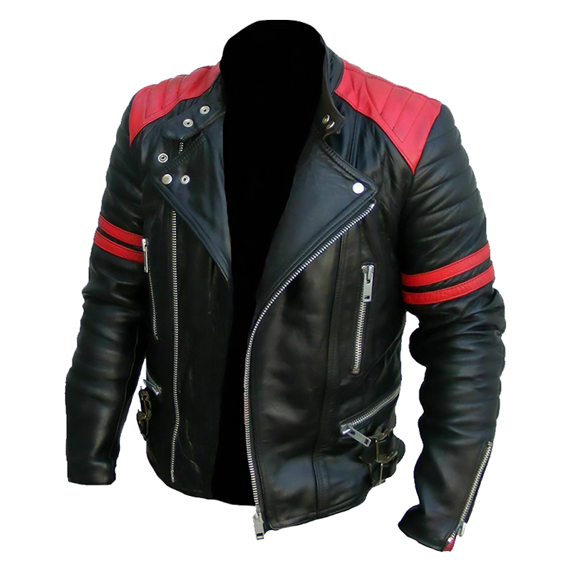 black & red biker jacket