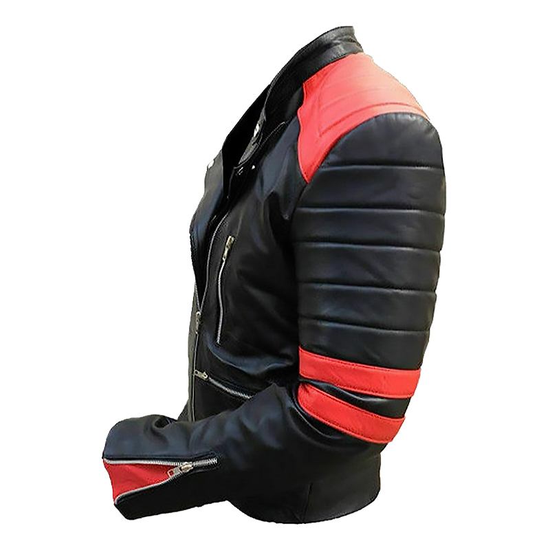 black & red biker jacket