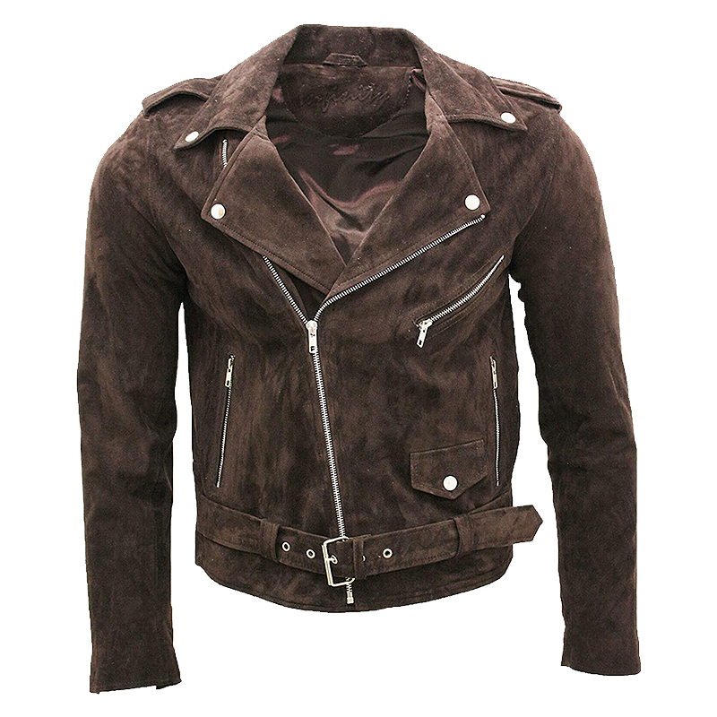 Brown Suede Leather Biker Jacket - Fan Jacket Maker