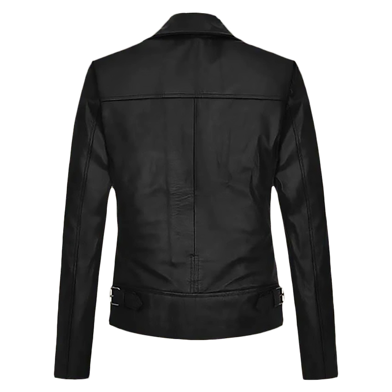 Double Breasted Black Leather Peacoat - Fan Jacket Maker