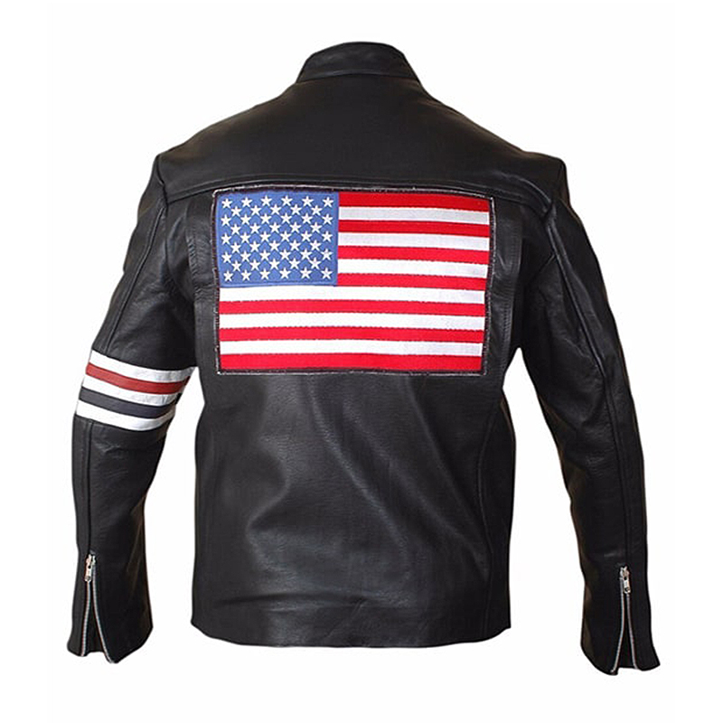 american flag leather motorcycle jacket