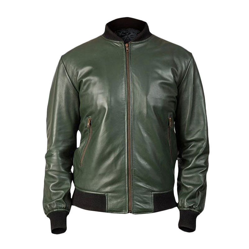Green Leather Bomber Jacket - Fan Jacket Maker