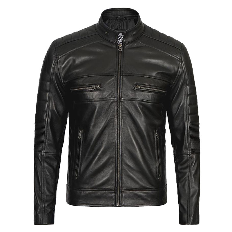 Men Black Cafe Racer Real Leather Jacket - Fan Jacket Maker