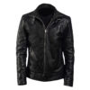 men’s black biker moto leather jacket