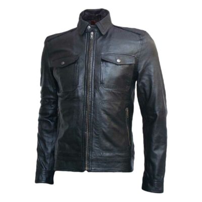 mens gold zipper black jacket