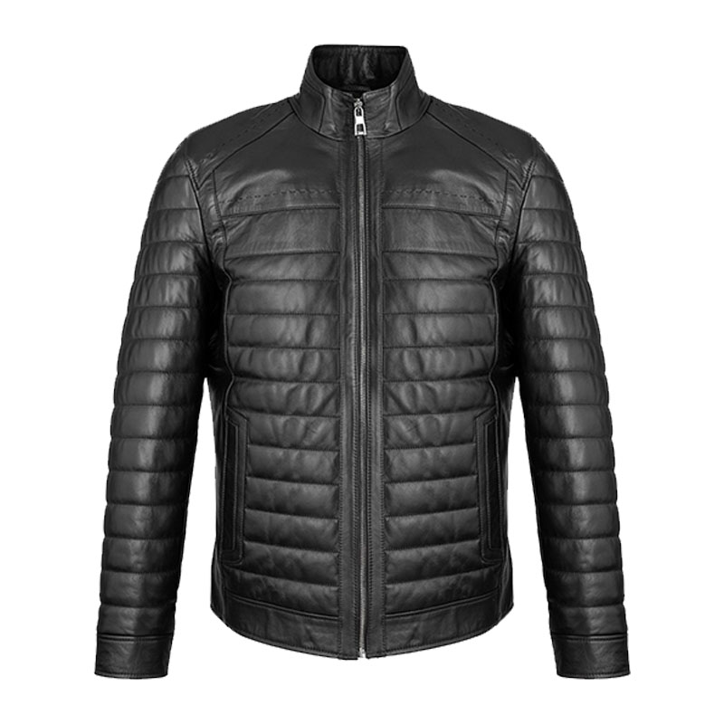 Black Quilted Leather Jacket For Men - Fan Jacket Maker
