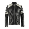 black and white biker leather jacket