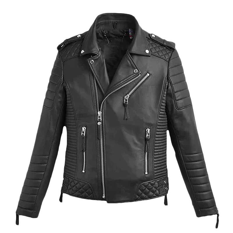 Mens Quilted Motorcycle Leather Jacket - Fan Jacket Maker