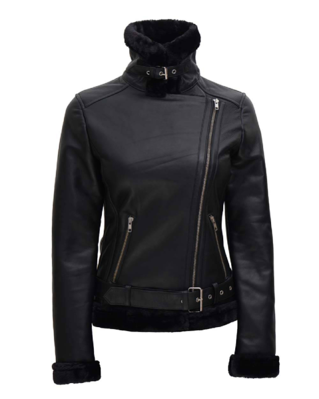 women's black shearling b3 bomber jacket