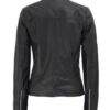 women's slim fit black textured leather jacket