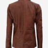women’s two buttons real leather brown blazer