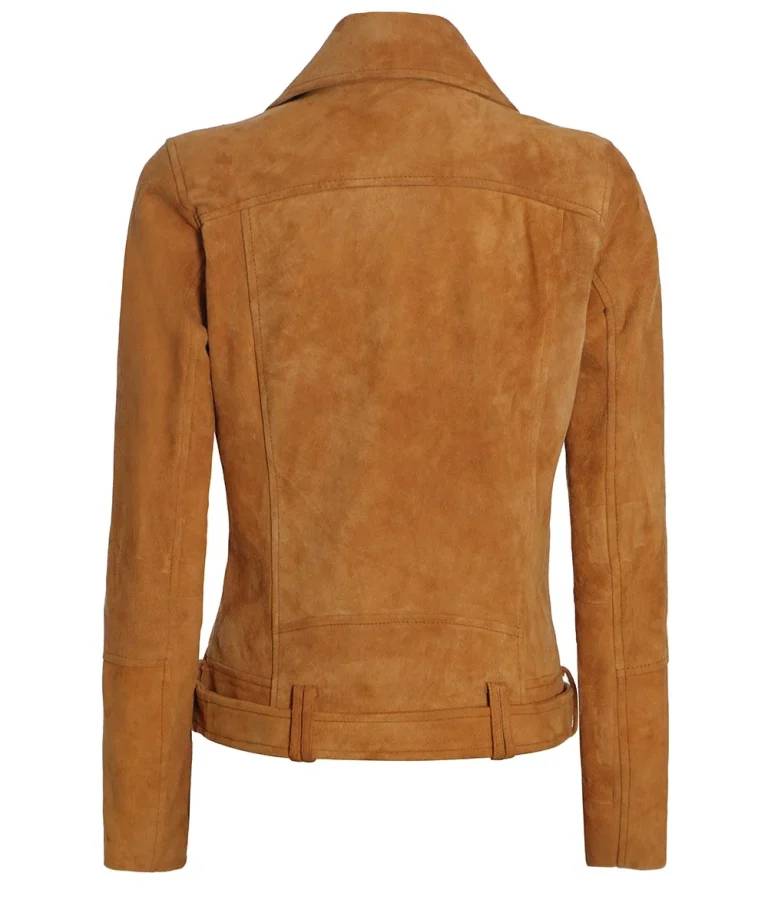 Women’s Brown Suede Leather Motorcycle Jacket - Fan Jacket Maker