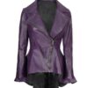 women’s real leather purple peplum leather jacket