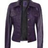 womens purple leather trucker jacket