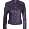 womens purple leather trucker jacket
