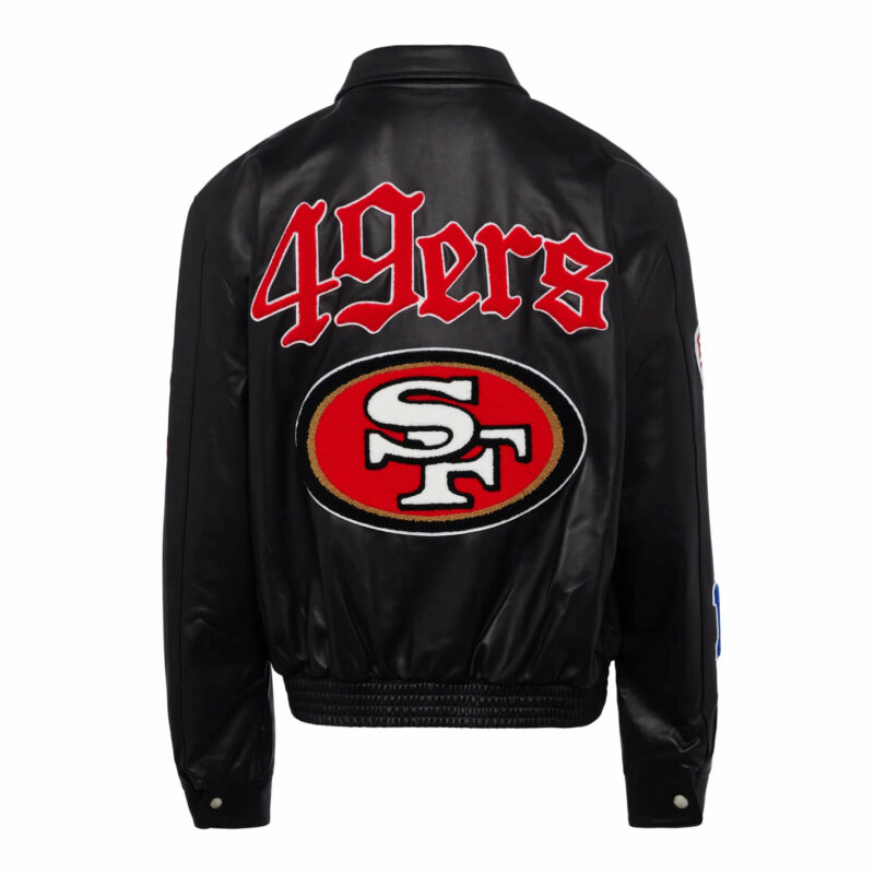 black nfl team san francisco 49ers leather jacket