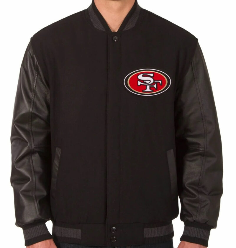 Black San Francisco 49ers Varsity Jacket
