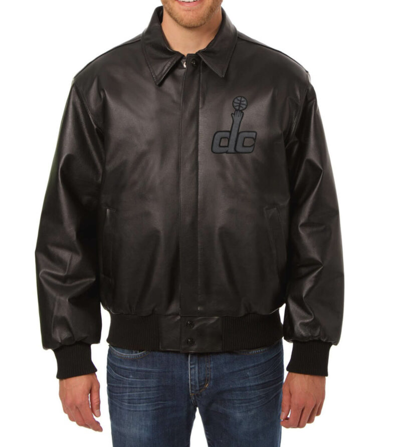 jh design washington wizards black leather jacket