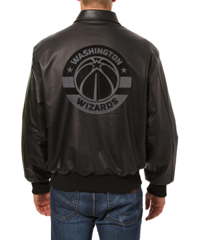 jh design washington wizards black leather jacket