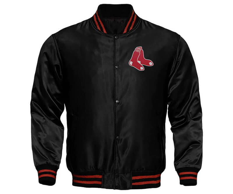 MLB Boston Red Sox Locker Room Black Satin Jacket | FJM