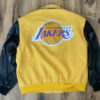 nba los angeles lakers yellow and black varsity jacket
