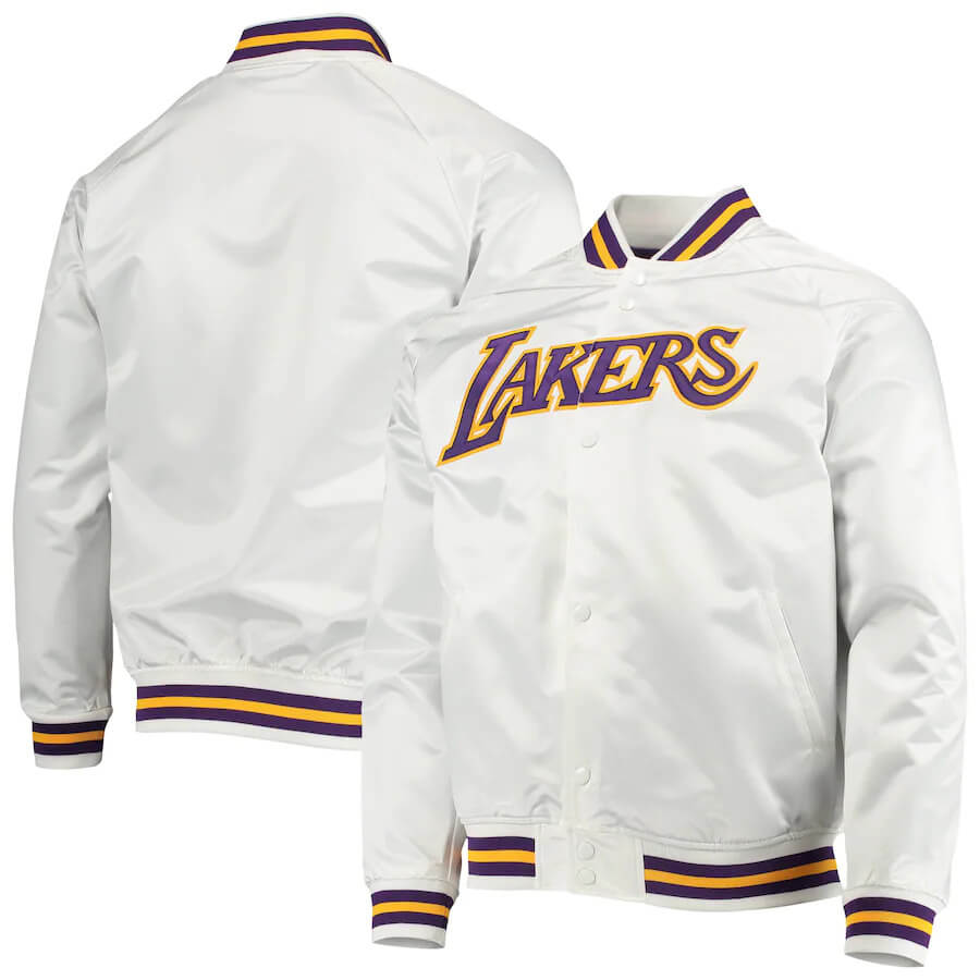 NBA Team Los Angeles Lakers White Satin Jacket | FJM