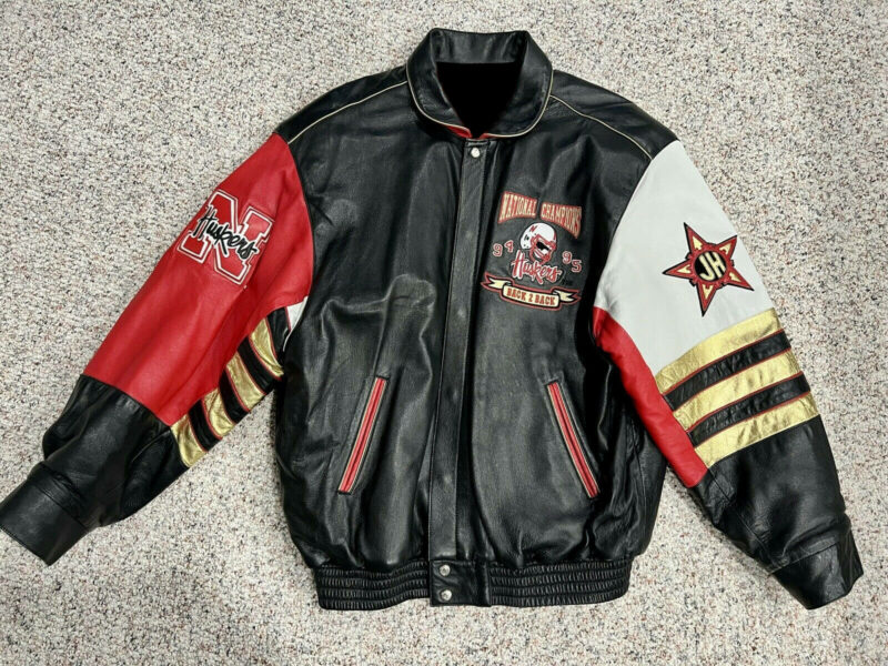nebraska cornhuskers back 2 back leather jacket