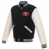 san francisco 49ers black and white varsity jacket