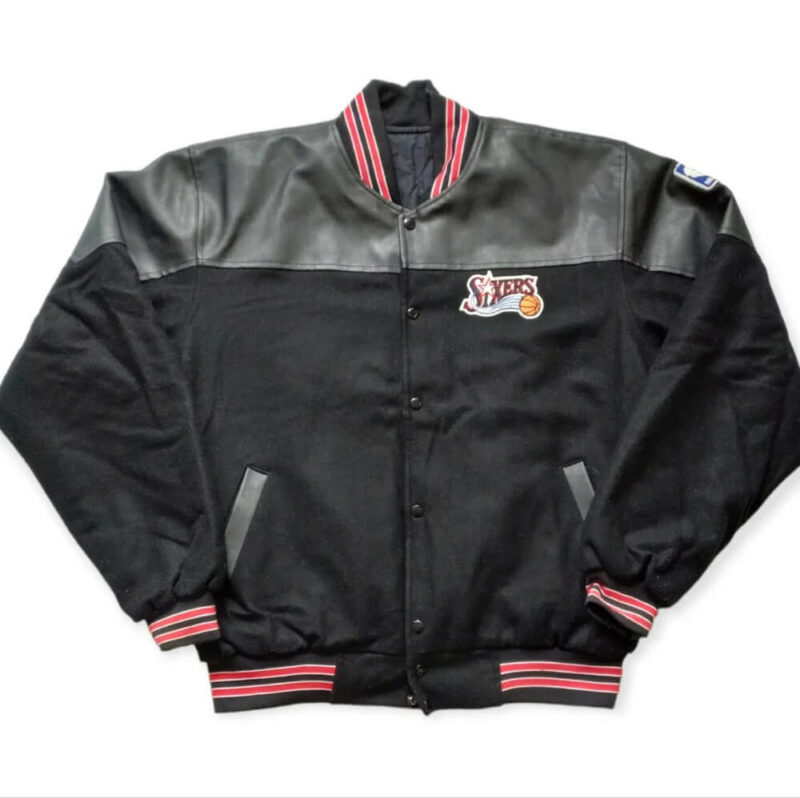 black white philadelphia 76ers nba varsity jacket (copy)
