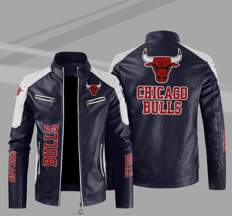 chicago bulls block red black nba leather jacket (copy)