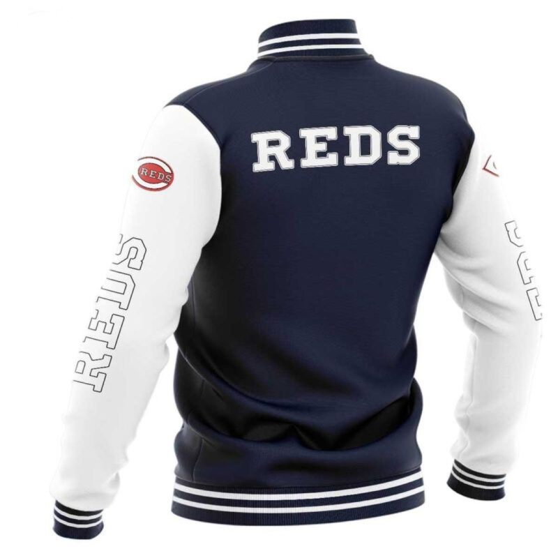 cincinnati reds blue white varsity mlb baseball jacket