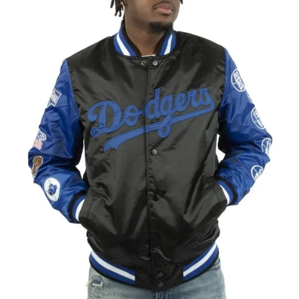 LA Dodgers Champs Patches Satin Jacket - FJM