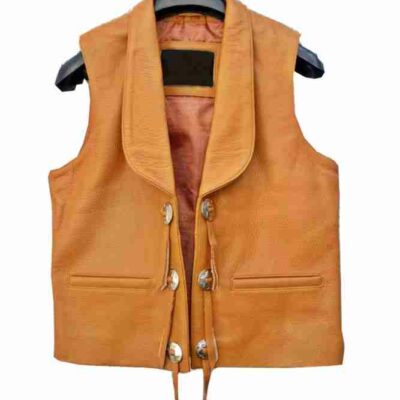 men brown leather vest