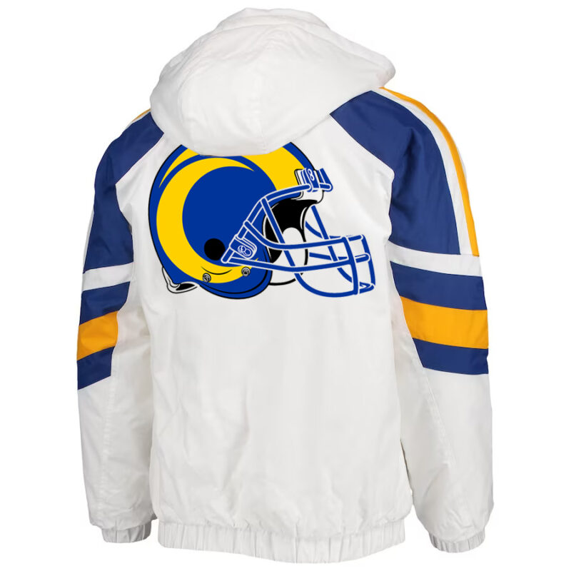 los angeles rams half snap hooded satin jacket