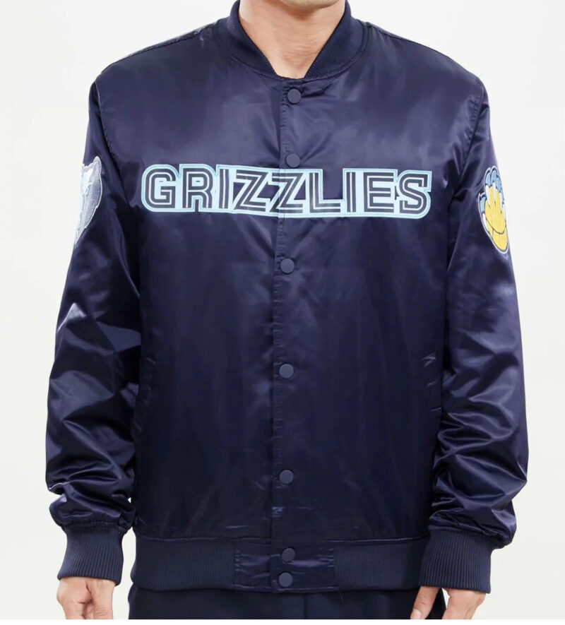memphis grizzlies navy pro standard satin snap jacket