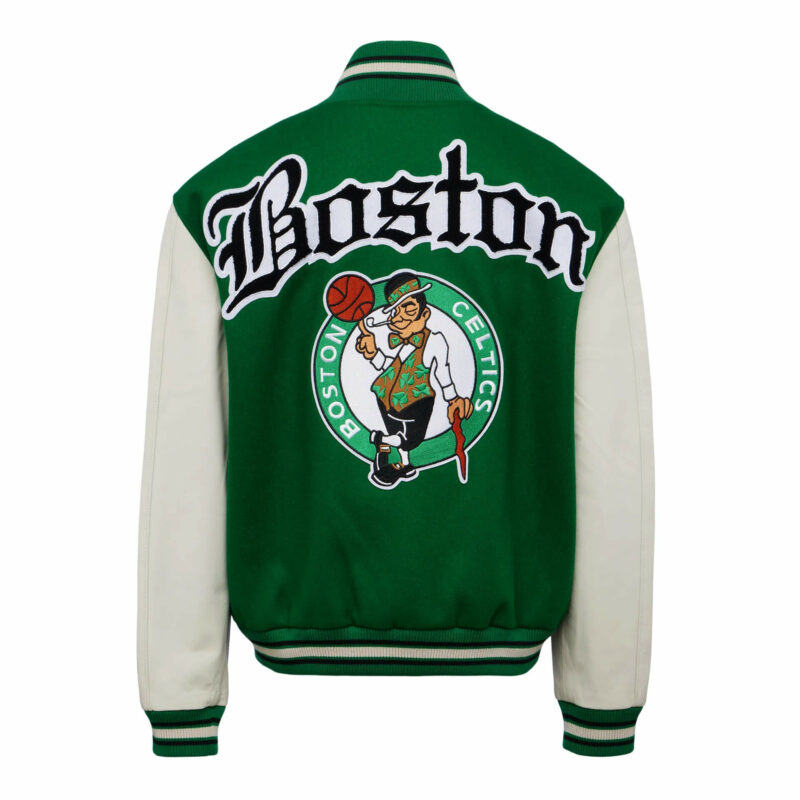 NBA Boston Celtics Green and White Varsity Jacket - FJM