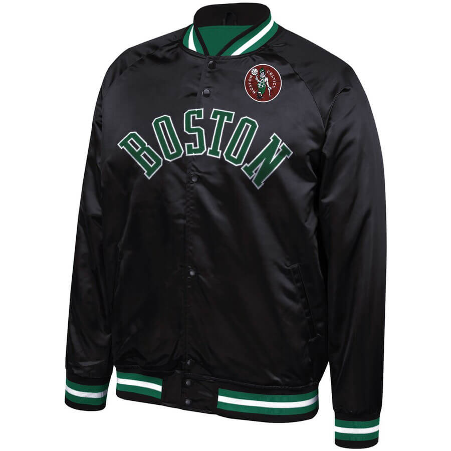 NBA Boston Celtics Raglan Black Satin Jacket - FJM