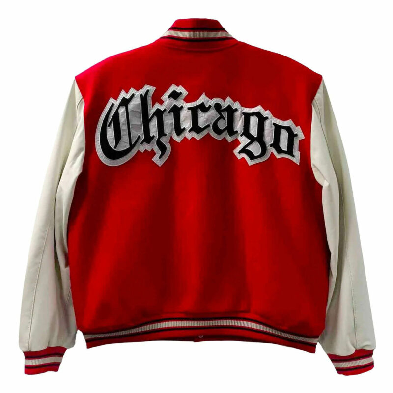 NBA Red White Chicago Bulls Varsity Jacket | FJM