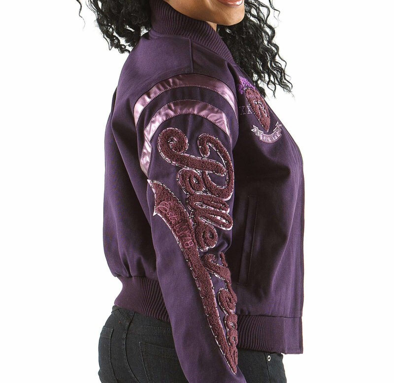 pelle pelle purple patches varsity jacket