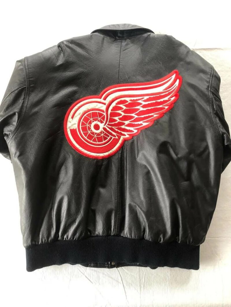black detroit red wings vintage leather jacket