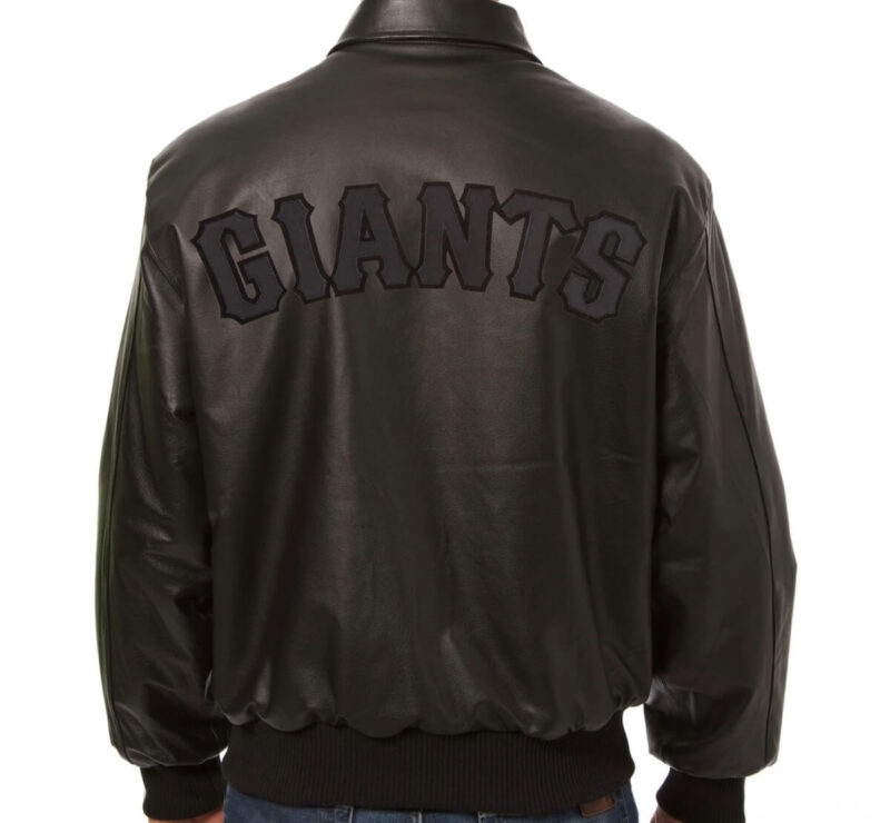 black mlb team san francisco giants leather jacket