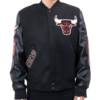 black nba finals champions chicago bulls varsity jacket