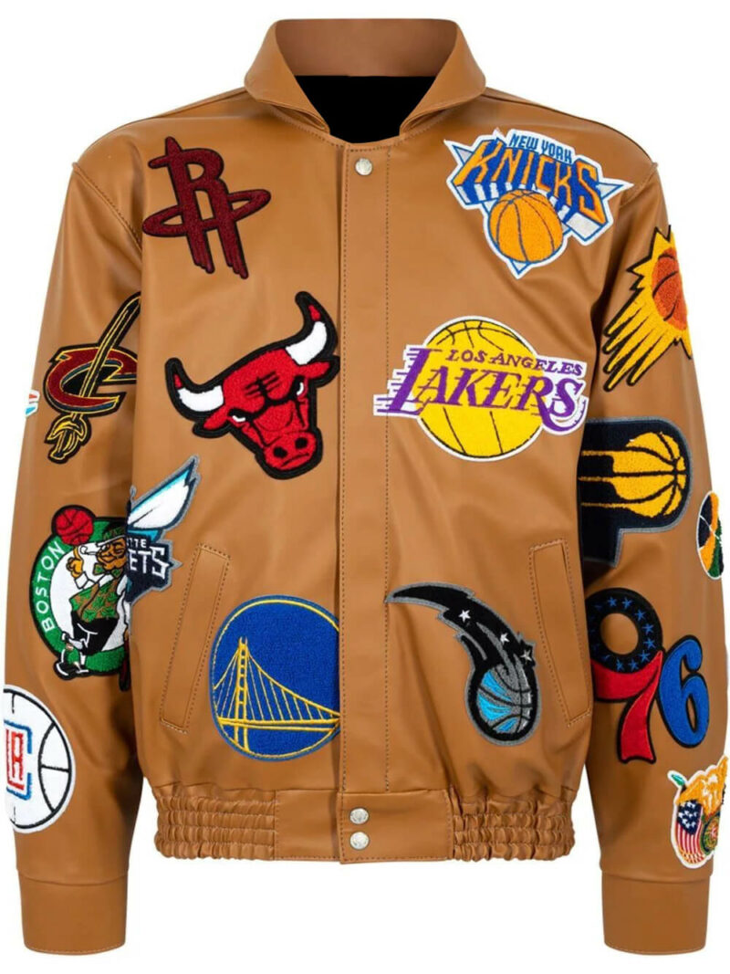 brown nba team collage jeff hamilton leather jacket