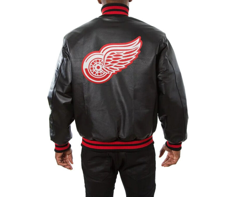 detroit red wings black nhl leather jacket