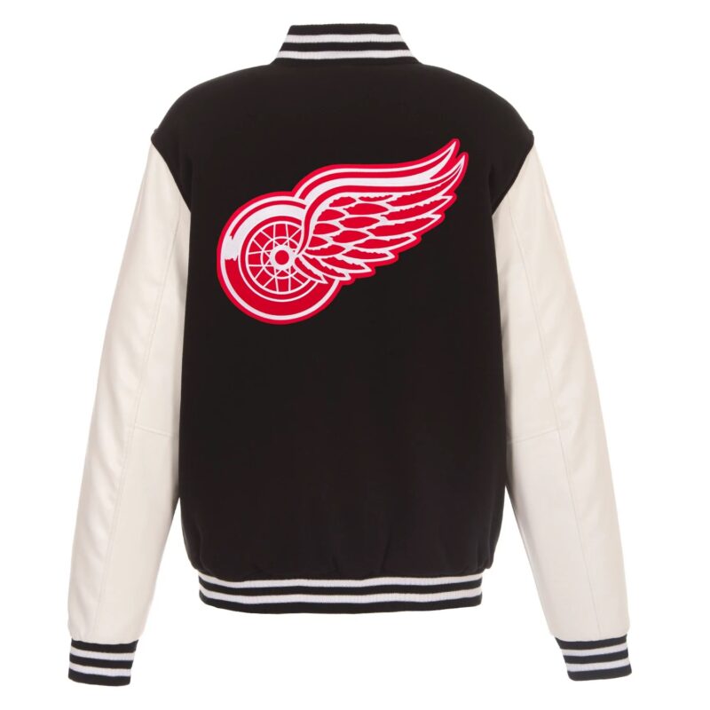 detroit red wings black white varsity jacket