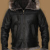 men’s black shearling jacket with hoodie