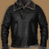 men’s black shearling jacket with hoodie